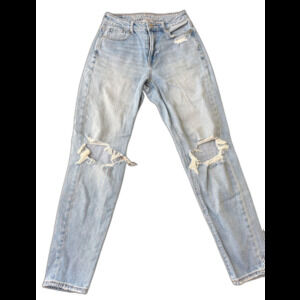 American Eagle Outfitters Light Blue Straight Leg Ripped Jeans